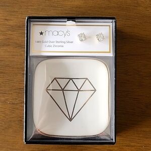 Giani Bernini 14k Yellow Gold Over Silver One Carat Earrings Gift Set Bundle